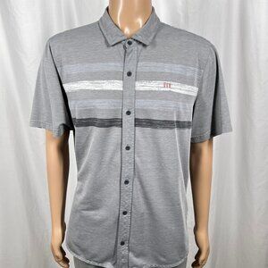 Travis Mathew Men's XXL Gray Striped Short Sleeve Button Front Golf Polo Shirt